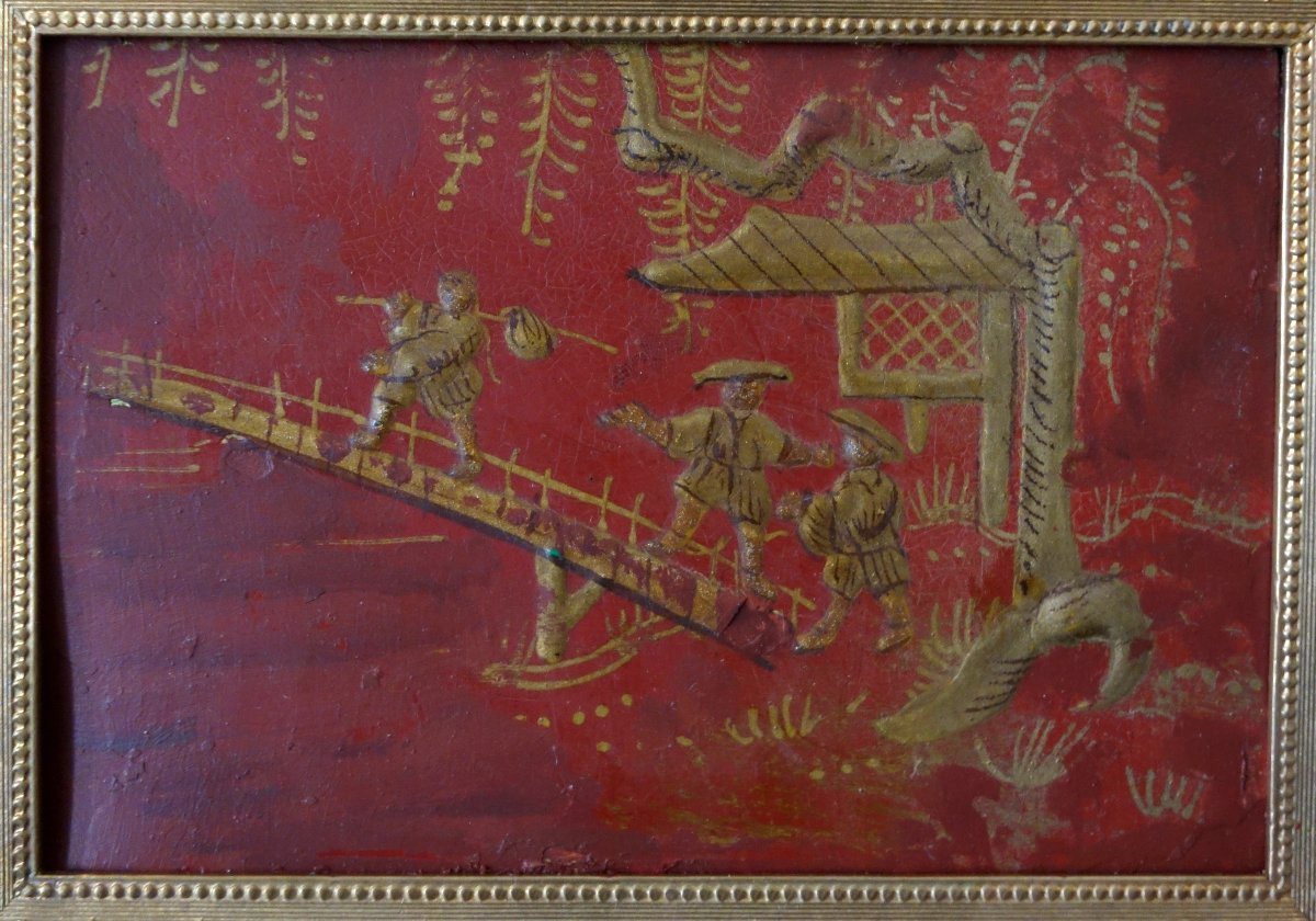 Chinese Miniature To Hang Or Stand - Bronze And Lacquer In The Chinese Style - Ca 1900-photo-1