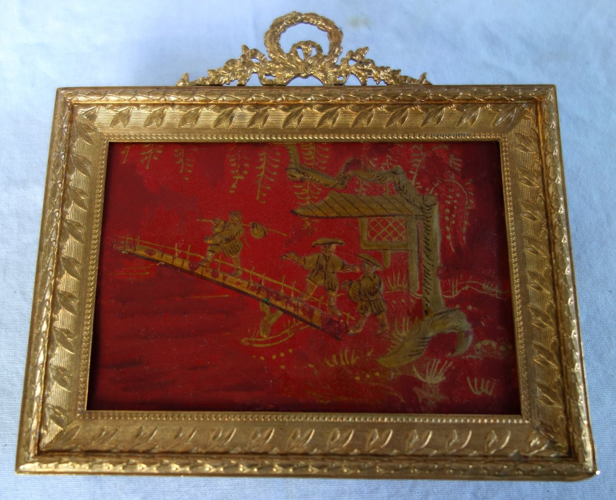 Chinese Miniature To Hang Or Stand - Bronze And Lacquer In The Chinese Style - Ca 1900-photo-2