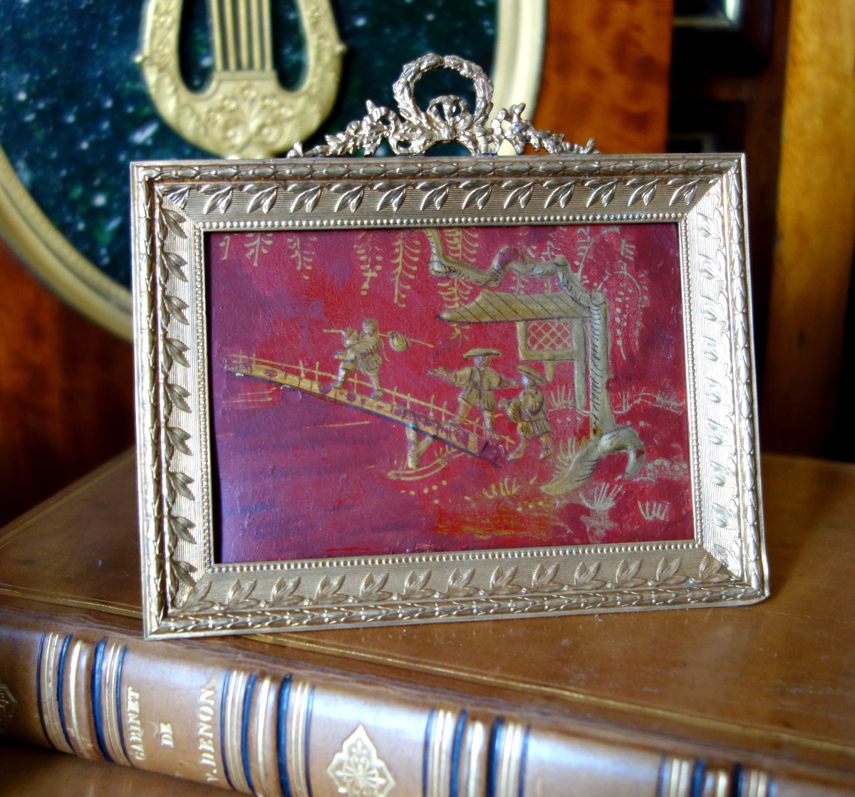 Chinese Miniature To Hang Or Stand - Bronze And Lacquer In The Chinese Style - Ca 1900