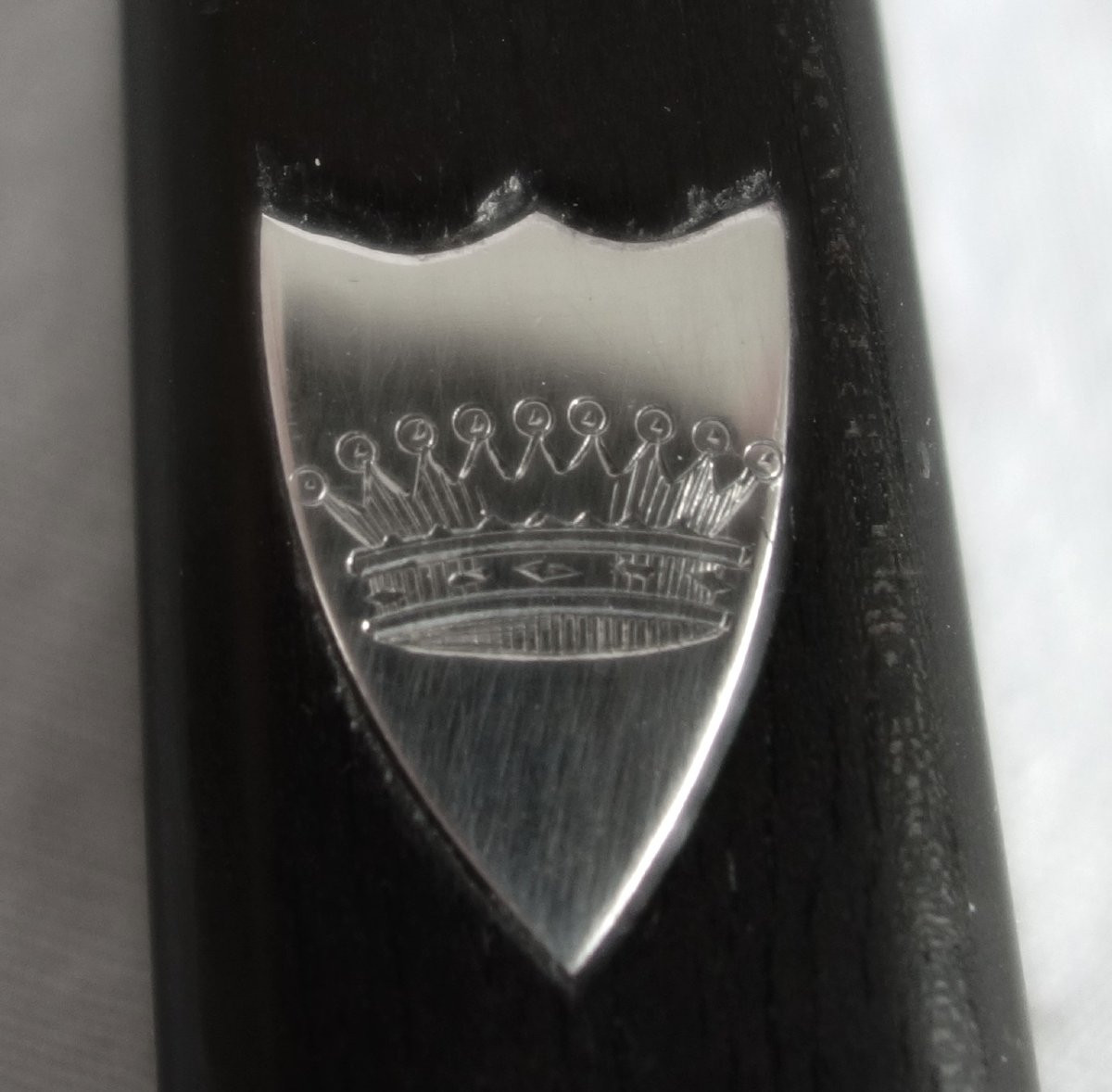 Couronne de Comte - Ménagère de 12 couteaux de table en ébène et argent massif - vers 1830-photo-4