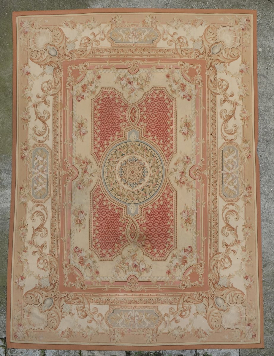 Grand tapis d'Aubusson de style Neoclassique - 371cm x 264cm-photo-2