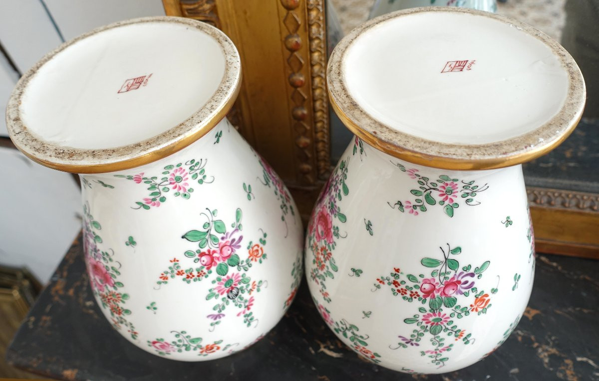Pair Of Porcelain Potiches In The Chinese Style - Famille Rose - Manufacture Samson-photo-3
