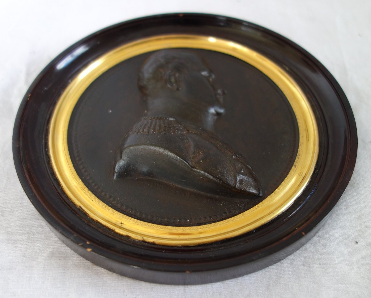 Grande miniature portrait en buste Napoléon Empereur & Roi - souvenir historique de l'Empire-photo-2