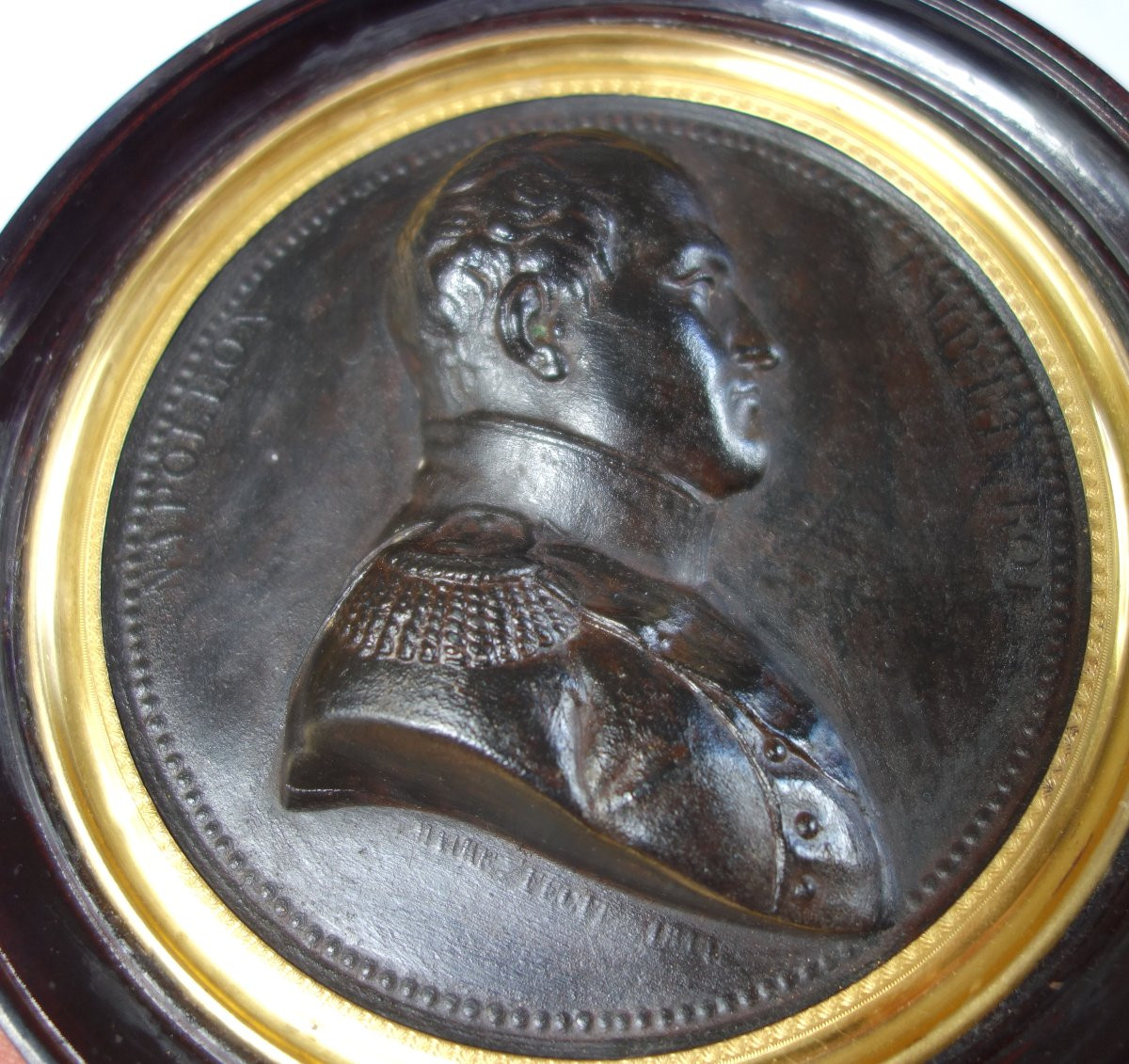 Grande miniature portrait en buste Napoléon Empereur & Roi - souvenir historique de l'Empire-photo-3
