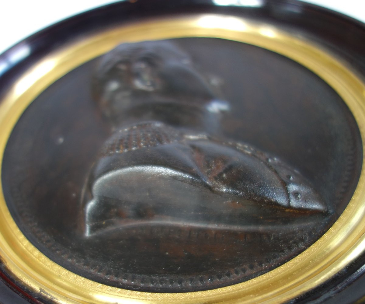 Grande miniature portrait en buste Napoléon Empereur & Roi - souvenir historique de l'Empire-photo-4