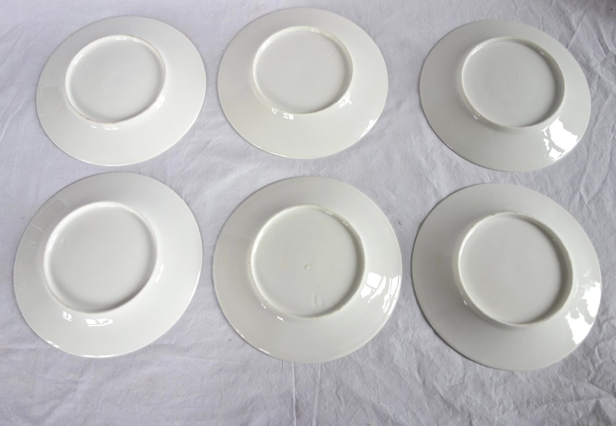   Série de 12 assiettes à dessert en porcelaine à large filet or, début 19e siècle (36 dispos)-photo-3