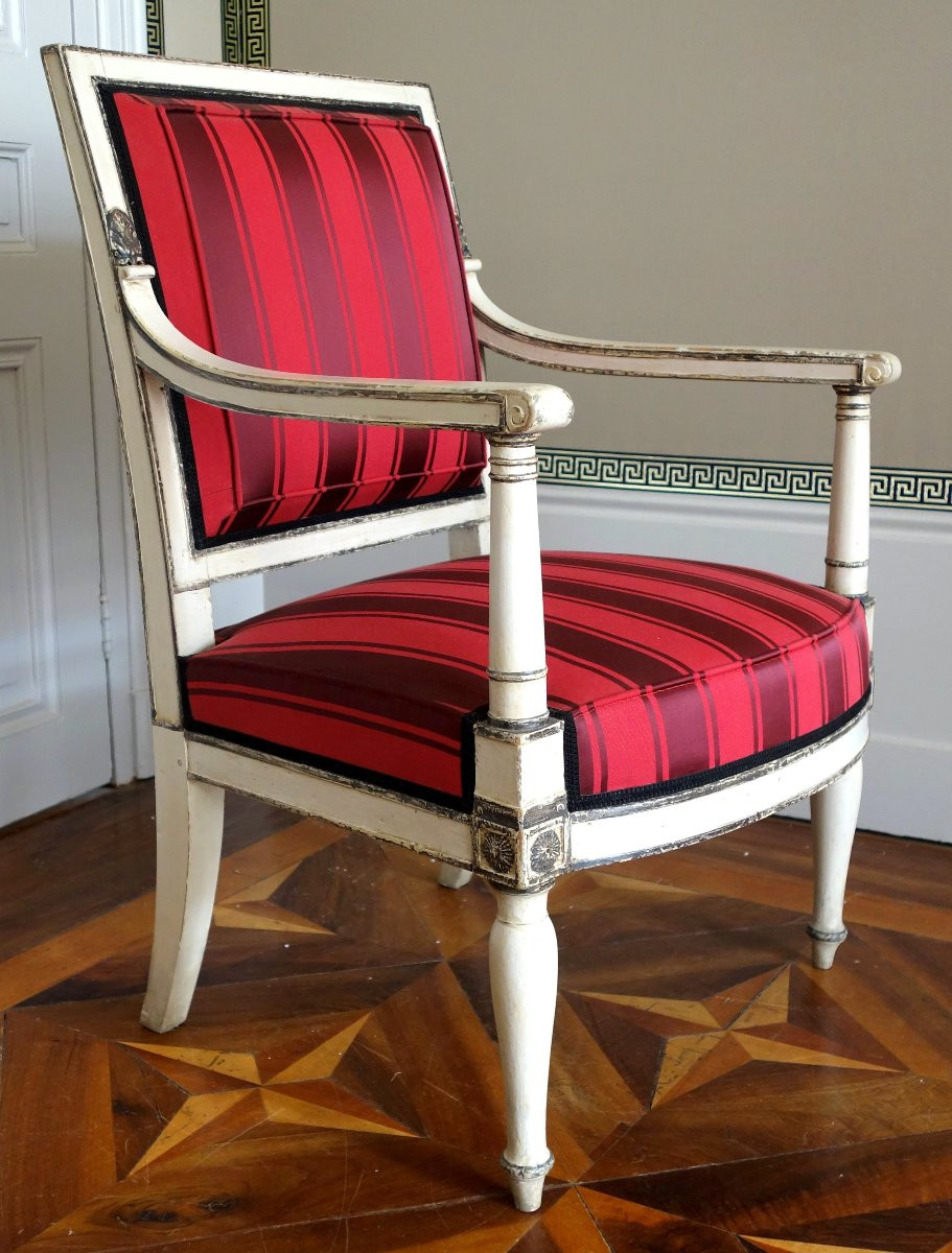 Imperial Empire Armchair For Fontainebleau (iron Mark & Inventory), Attributed To Jacob Desmalter-photo-3