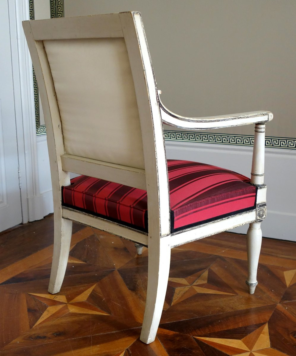 Imperial Empire Armchair For Fontainebleau (iron Mark & Inventory), Attributed To Jacob Desmalter-photo-4