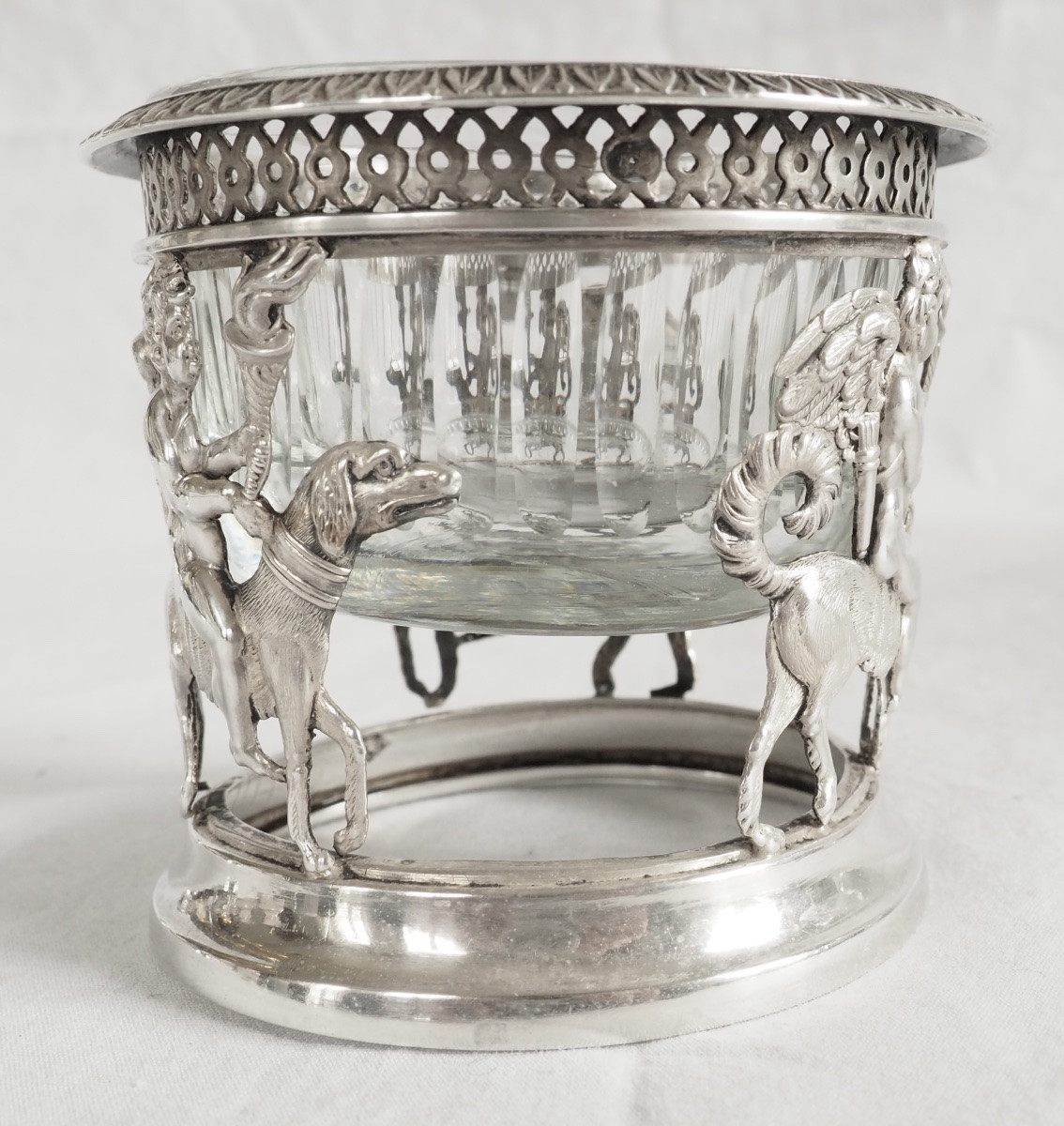 Suite 4 salerons / salières Empire en argent massif - allégorie de l'amour fidèle - poinçon Coq-photo-4