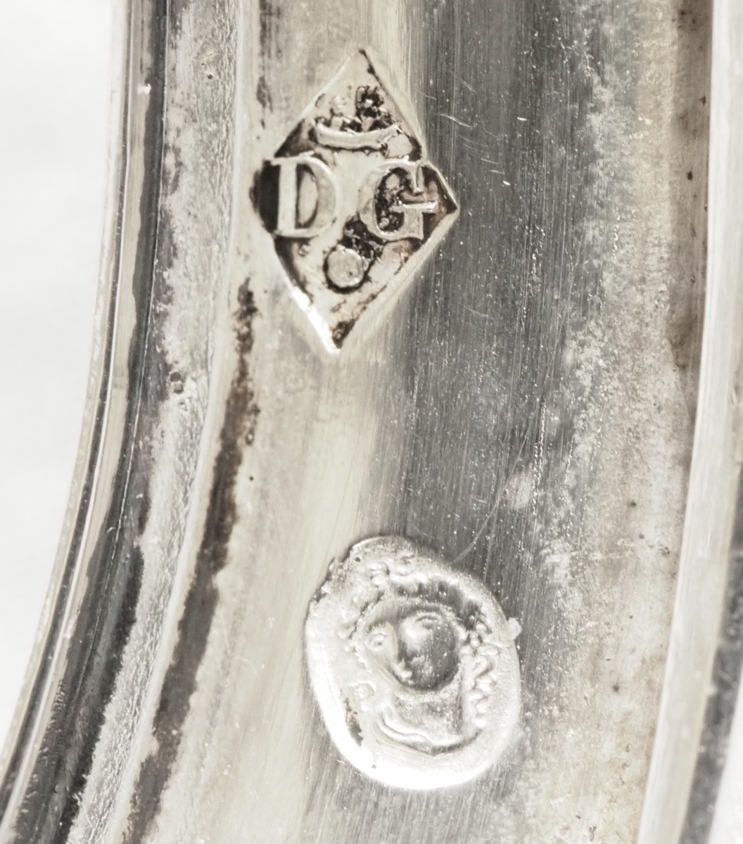 Suite 4 salerons / salières Empire en argent massif - allégorie de l'amour fidèle - poinçon Coq-photo-2