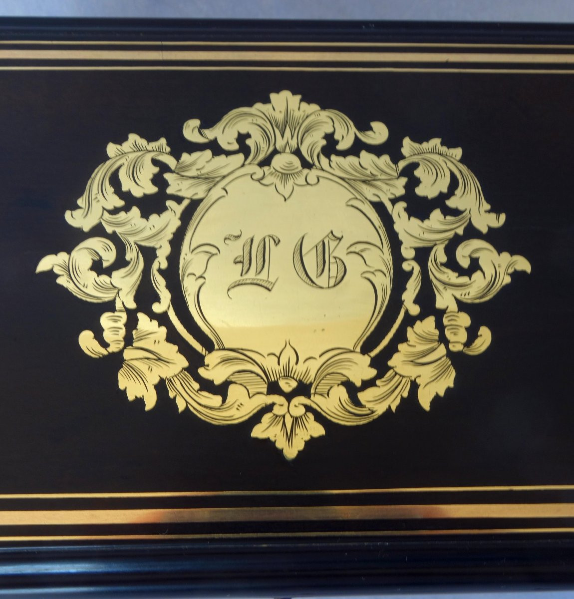 Boulle Marquetry And Blackened Wood Tea Box - Mid 19th Century-photo-1