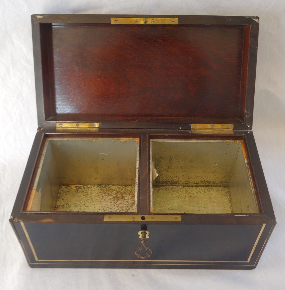 Boulle Marquetry And Blackened Wood Tea Box - Mid 19th Century-photo-2