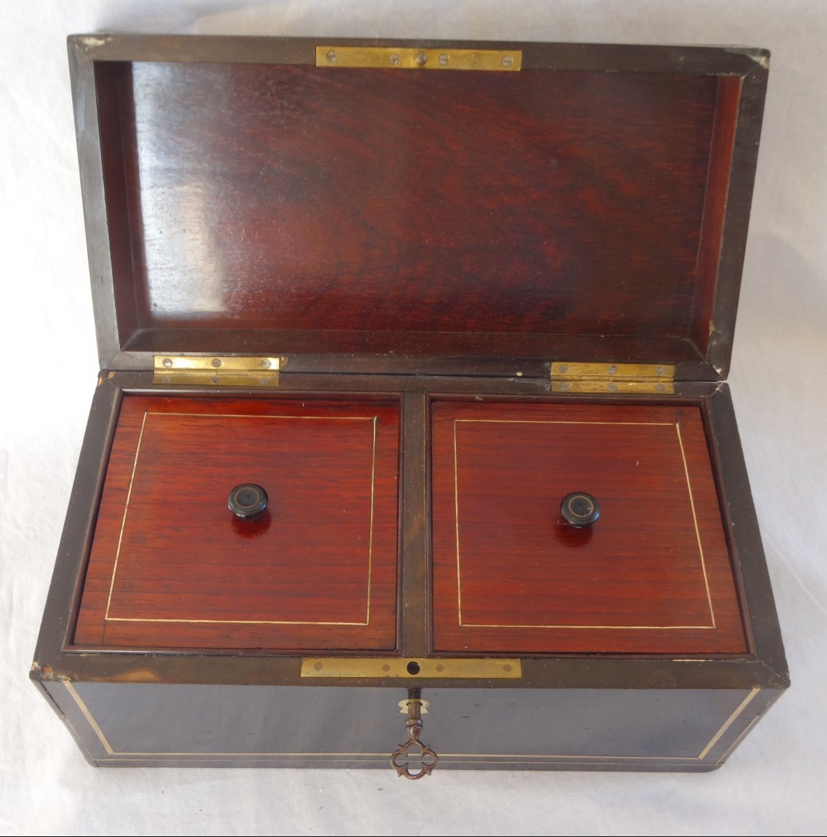 Boulle Marquetry And Blackened Wood Tea Box - Mid 19th Century-photo-4