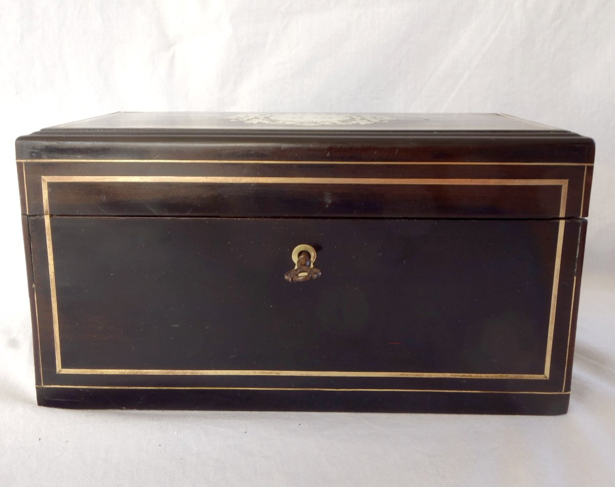 Boulle Marquetry And Blackened Wood Tea Box - Mid 19th Century-photo-7