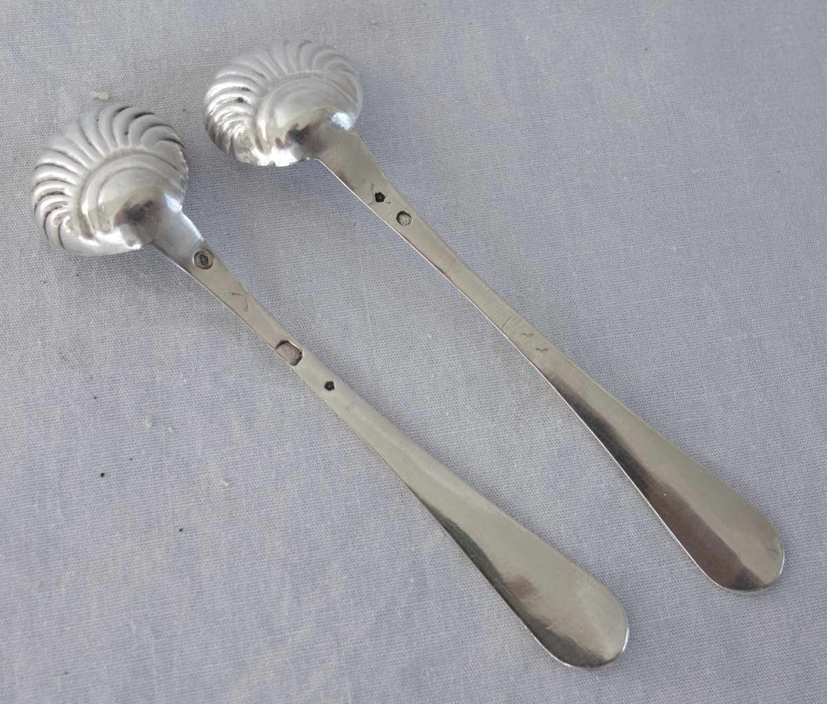 Pair Of Late 18th/early 19th Century Solid Silver Mustard Spoons-photo-2