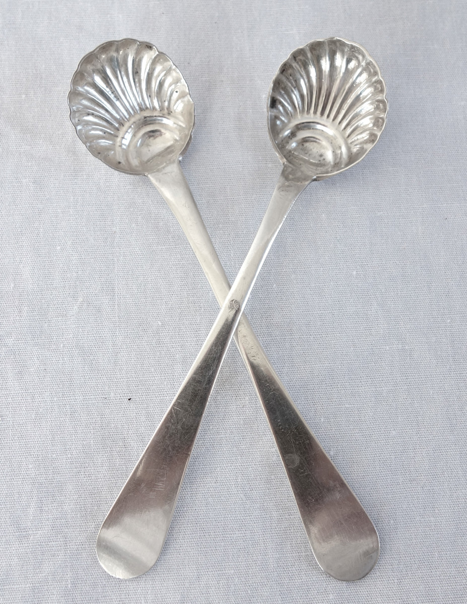 Pair Of Late 18th/early 19th Century Solid Silver Mustard Spoons