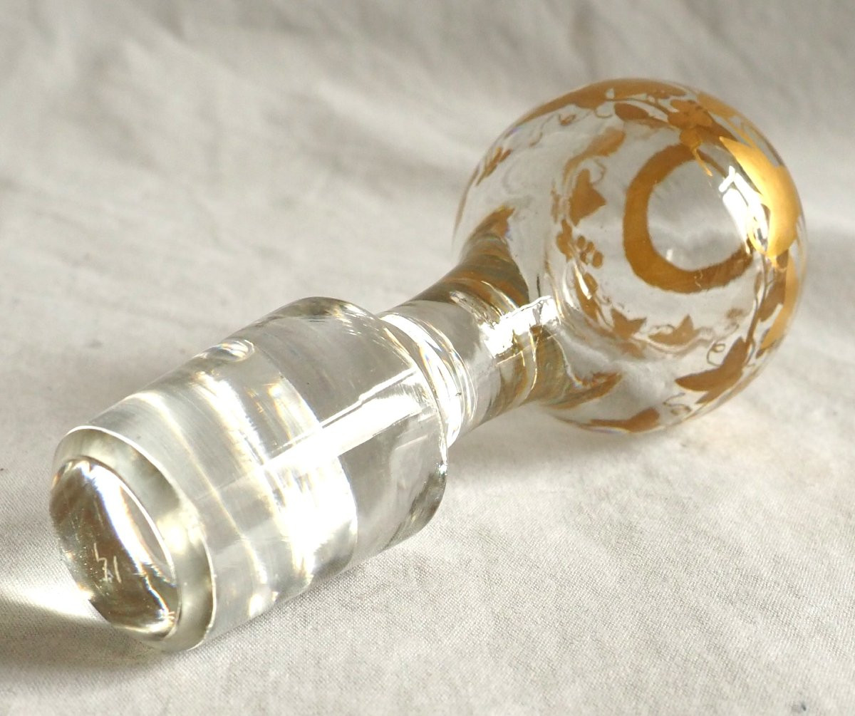 Baccarat Crystal Wine Bottle, Fine Gold Gilt Ivy Pattern, Napoleon III Period-photo-4