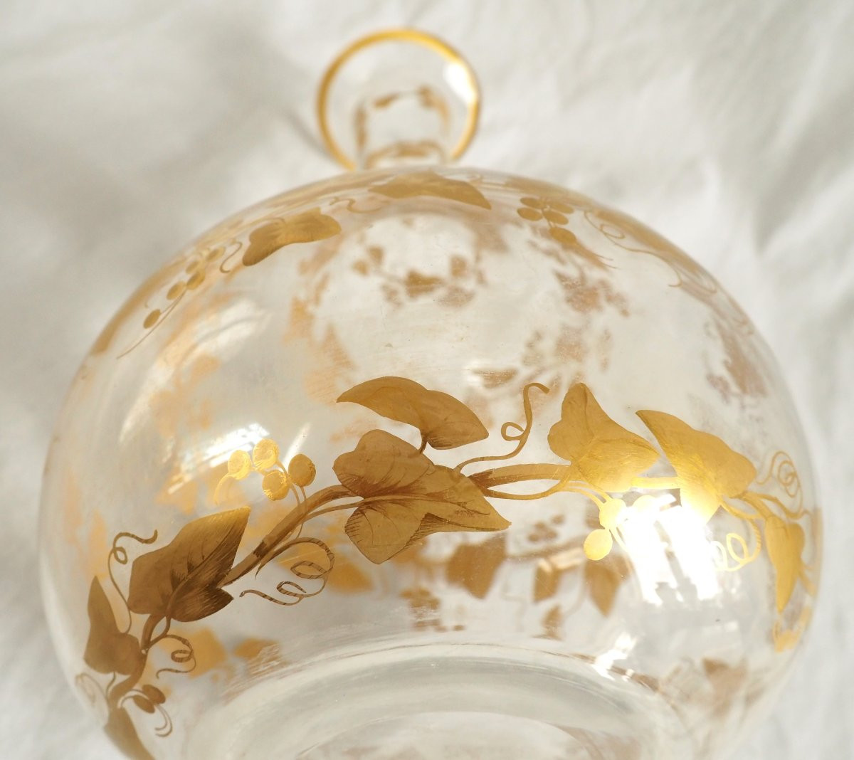 Baccarat Crystal Wine Bottle, Fine Gold Gilt Ivy Pattern, Napoleon III Period-photo-6
