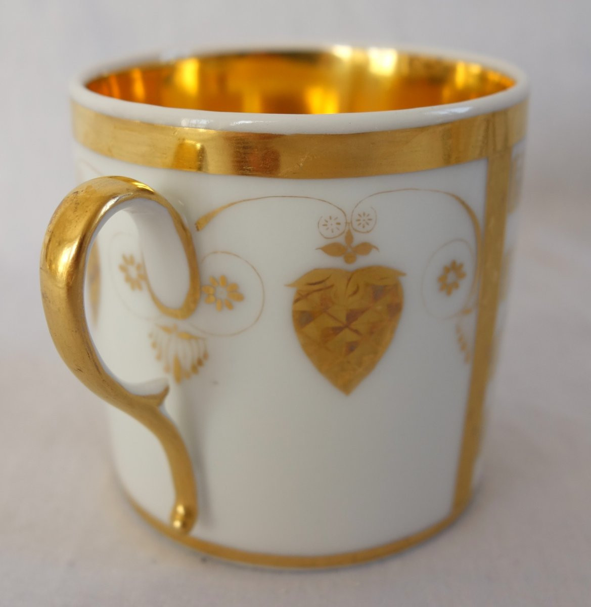 Empire Period Musical Mug In White And Gold Paris Porcelain - Early 19th Century-photo-1