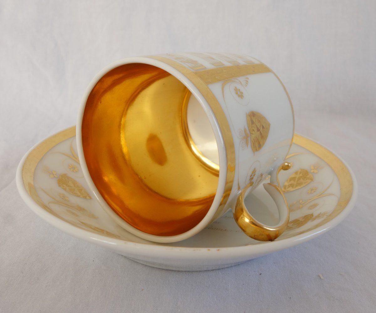 Empire Period Musical Mug In White And Gold Paris Porcelain - Early 19th Century-photo-7