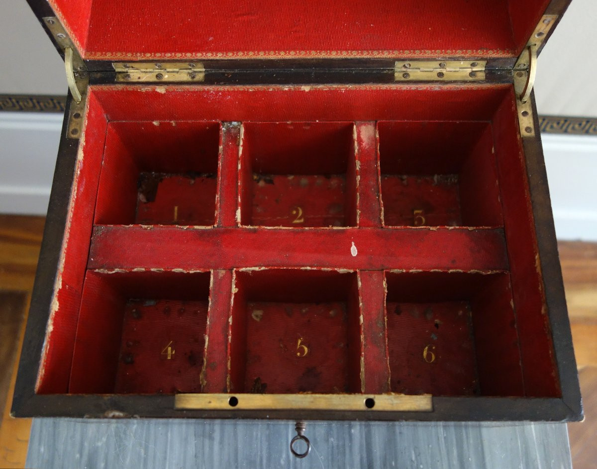 Cave à liqueur d'époque Empire en cristal du Creusot et acajou - complète avec ses verres-photo-3