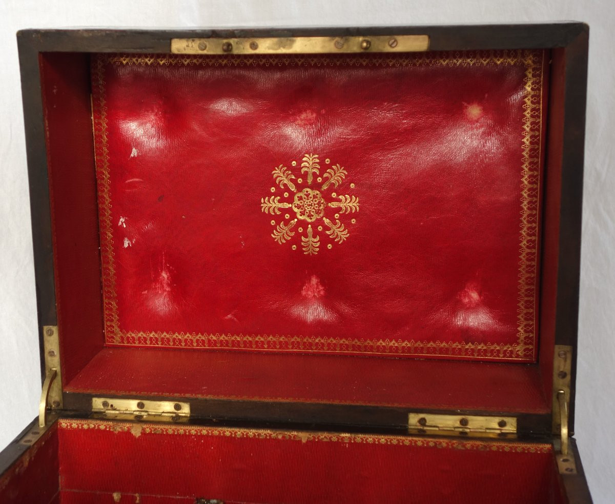 Cave à liqueur d'époque Empire en cristal du Creusot et acajou - complète avec ses verres-photo-4