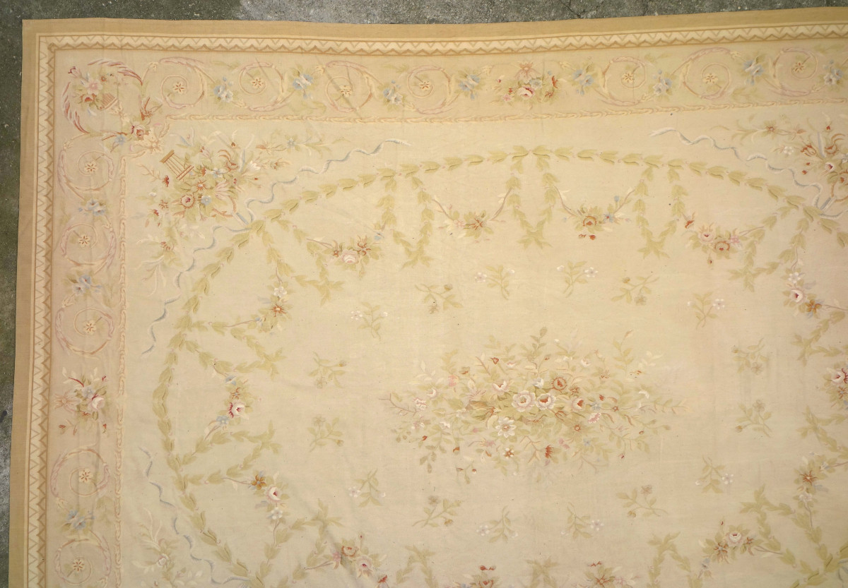 Grand tapis d'Aubusson de style Louis XVI, époque Napoléon III - 512cm x 396cm-photo-4