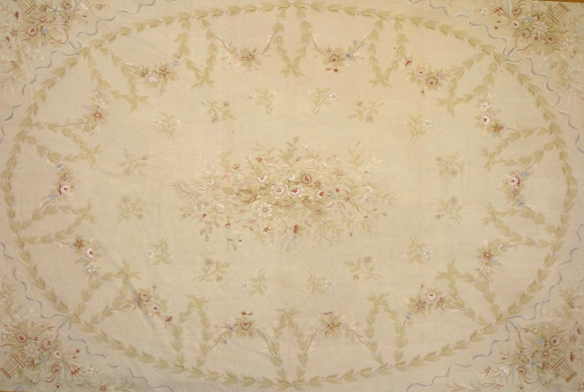 Grand tapis d'Aubusson de style Louis XVI, époque Napoléon III - 512cm x 396cm-photo-3