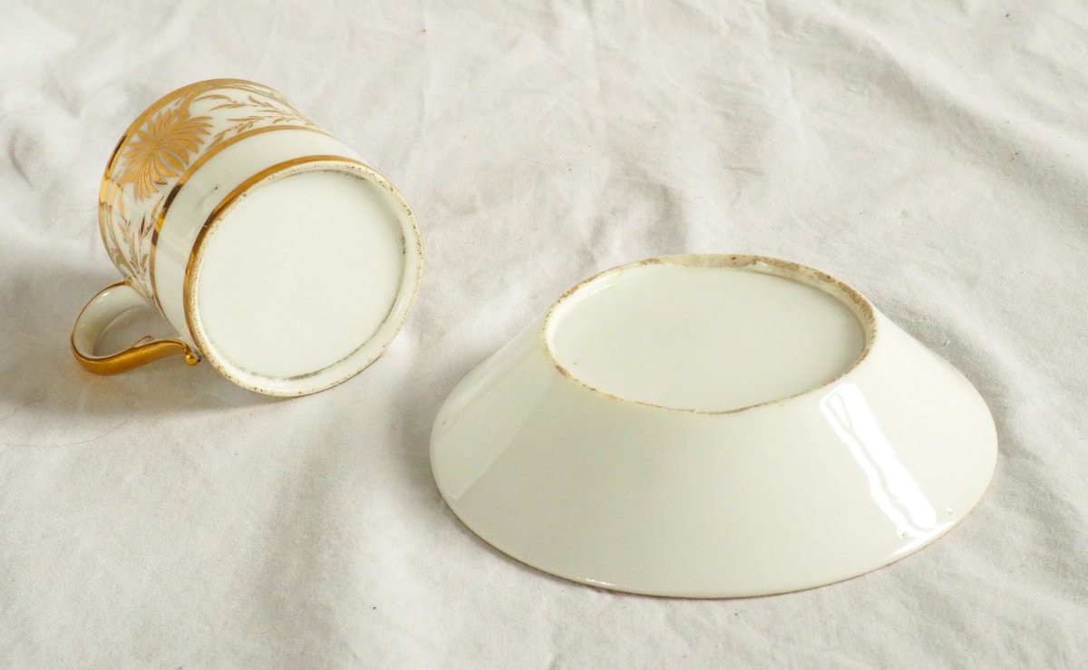 Darte, Attributed To - Empire Period Litron Cup - White And Gold Porcelain-photo-6