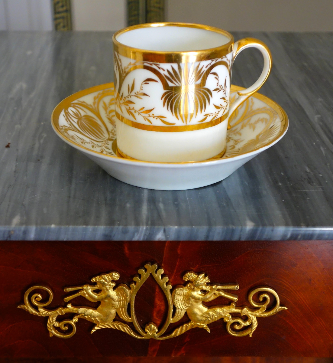 Darte, Attributed To - Empire Period Litron Cup - White And Gold Porcelain