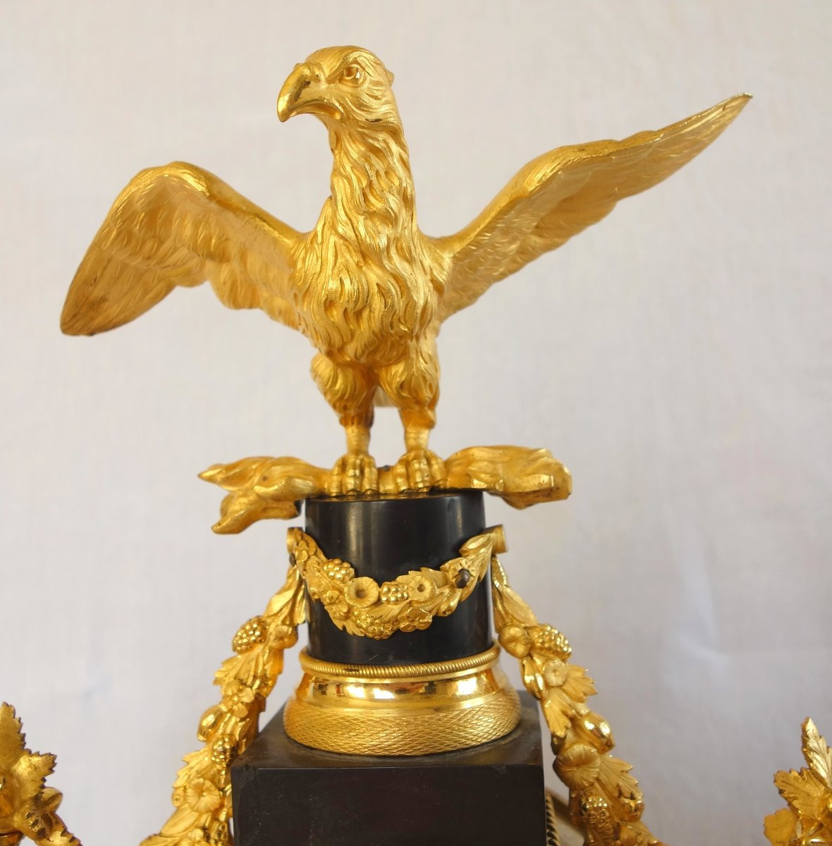 Louis XVI Period Portico Clock In Gilt Bronze With Mercury And Marble - 52cm-photo-4