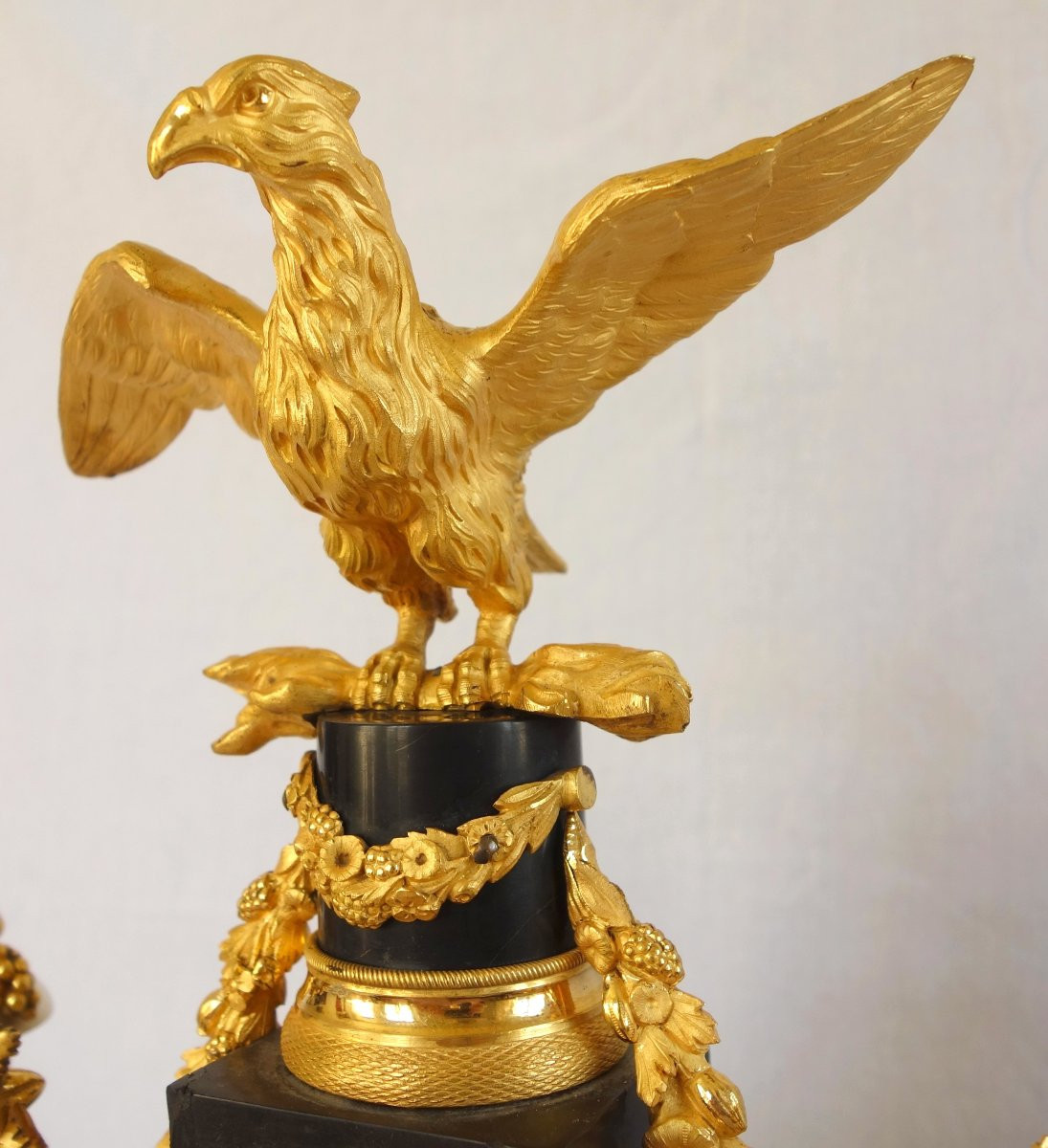 Louis XVI Period Portico Clock In Gilt Bronze With Mercury And Marble - 52cm-photo-1