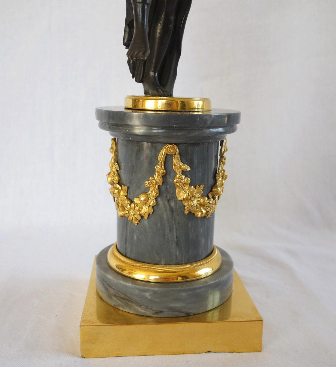 Pair Of Louis XVI Period Candelabra In Blue Turquoise Marble, Chased Bronze & Mercury Gilt-photo-4