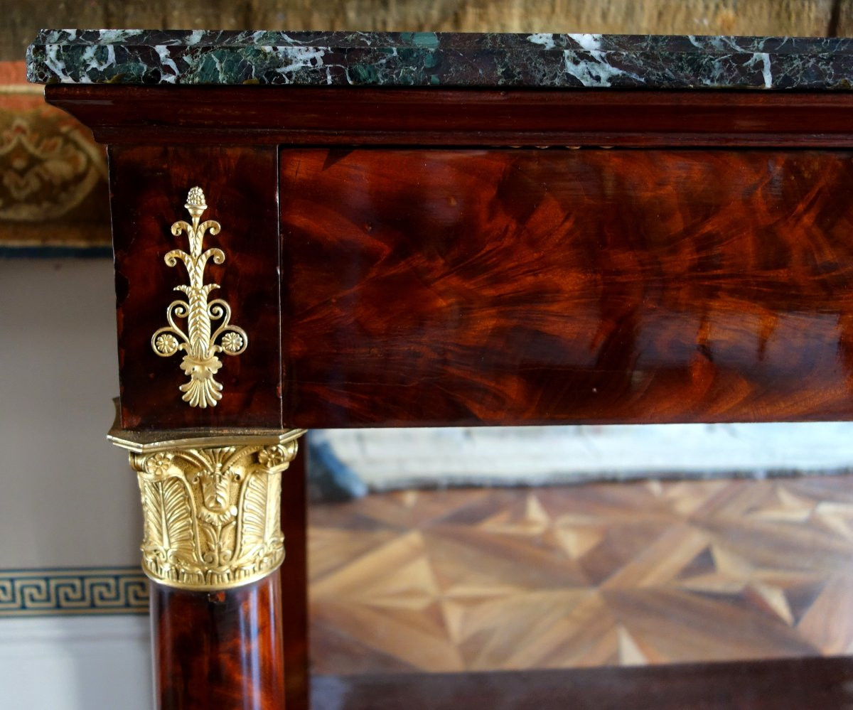Importante console d'époque Empire en acajou et bronze doré, dans le goût de Jacob Desmalter-photo-2