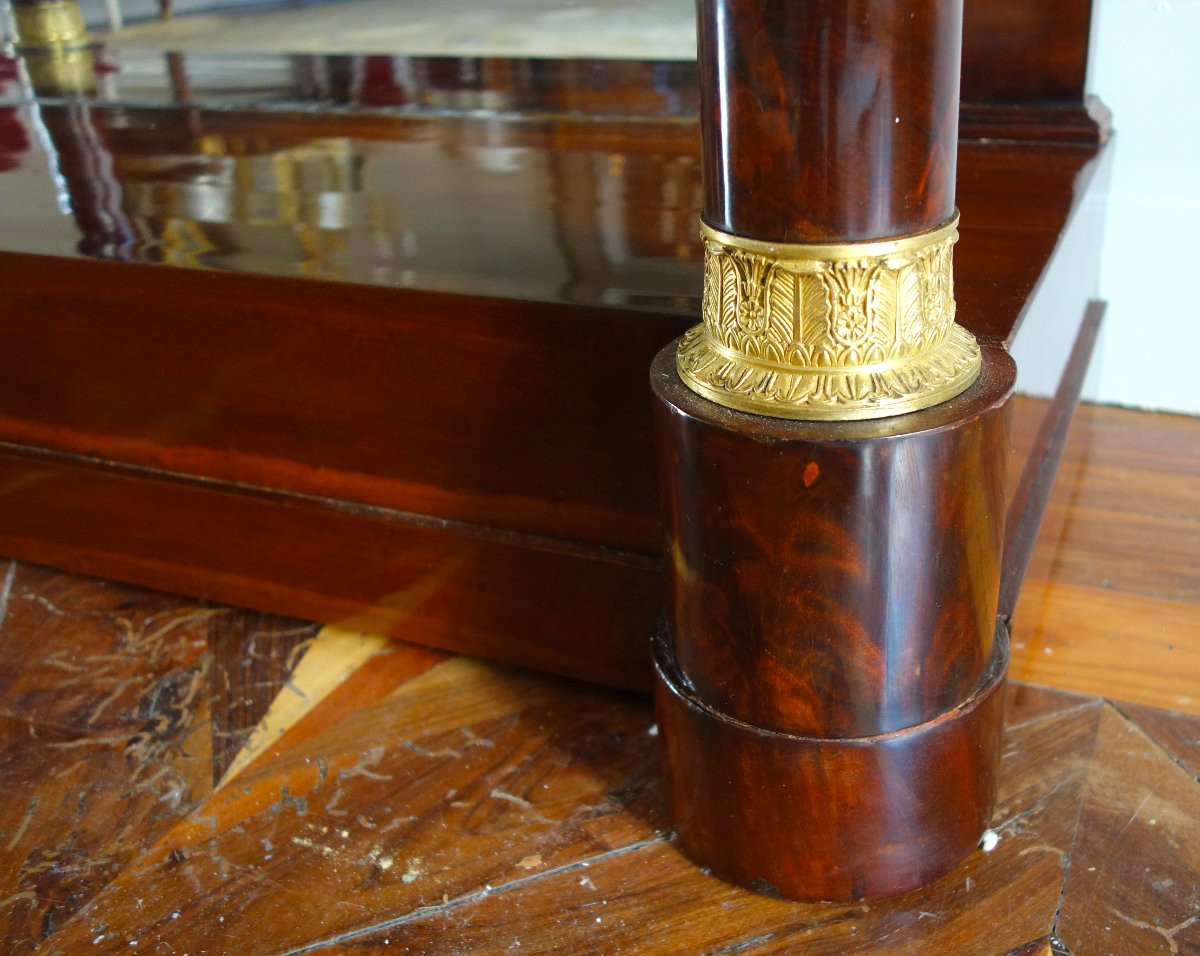 Importante console d'époque Empire en acajou et bronze doré, dans le goût de Jacob Desmalter-photo-4