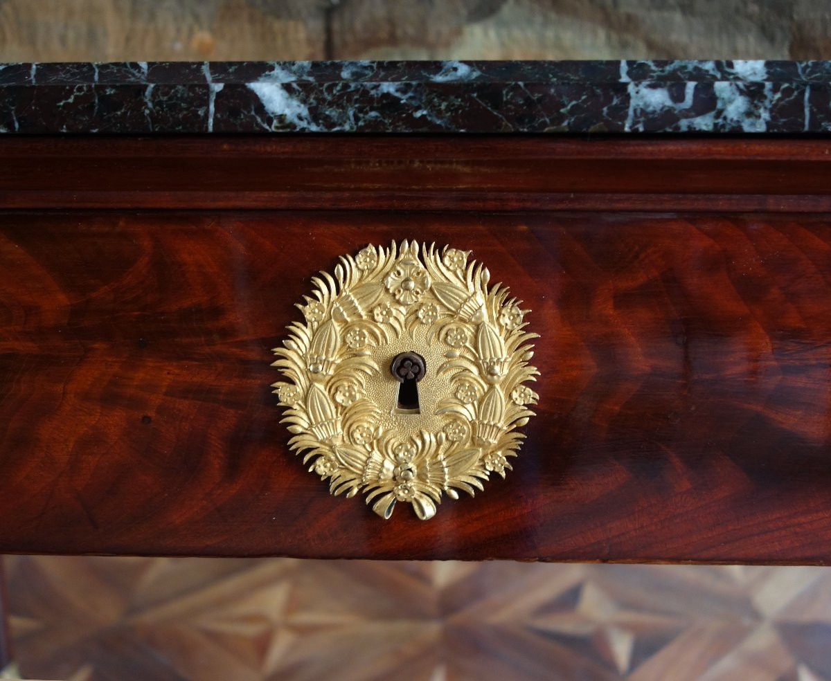 Importante console d'époque Empire en acajou et bronze doré, dans le goût de Jacob Desmalter-photo-5