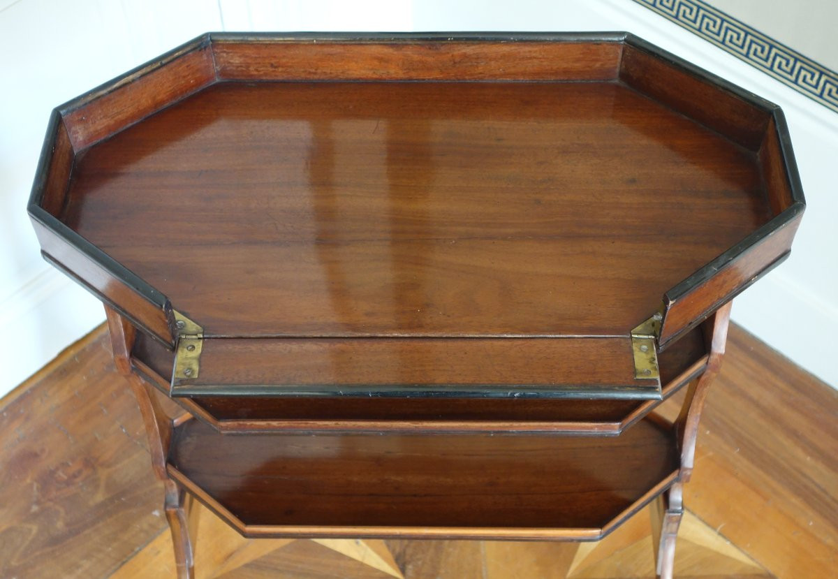Table de salon tricoteuse 18e en acajou et ébène d'époque Directoire-photo-3