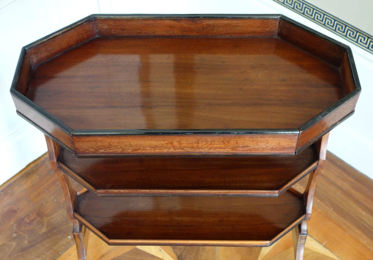 Table de salon tricoteuse 18e en acajou et ébène d'époque Directoire-photo-4