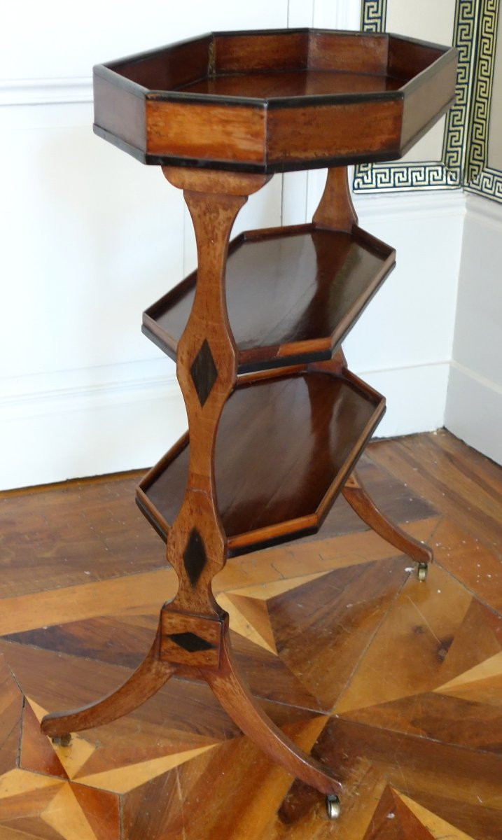 Table de salon tricoteuse 18e en acajou et ébène d'époque Directoire-photo-2