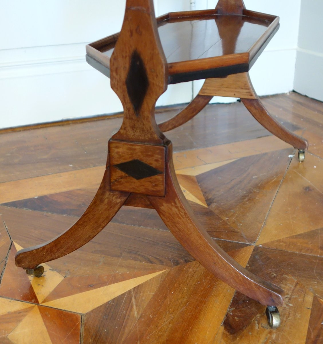 Table de salon tricoteuse 18e en acajou et ébène d'époque Directoire-photo-3