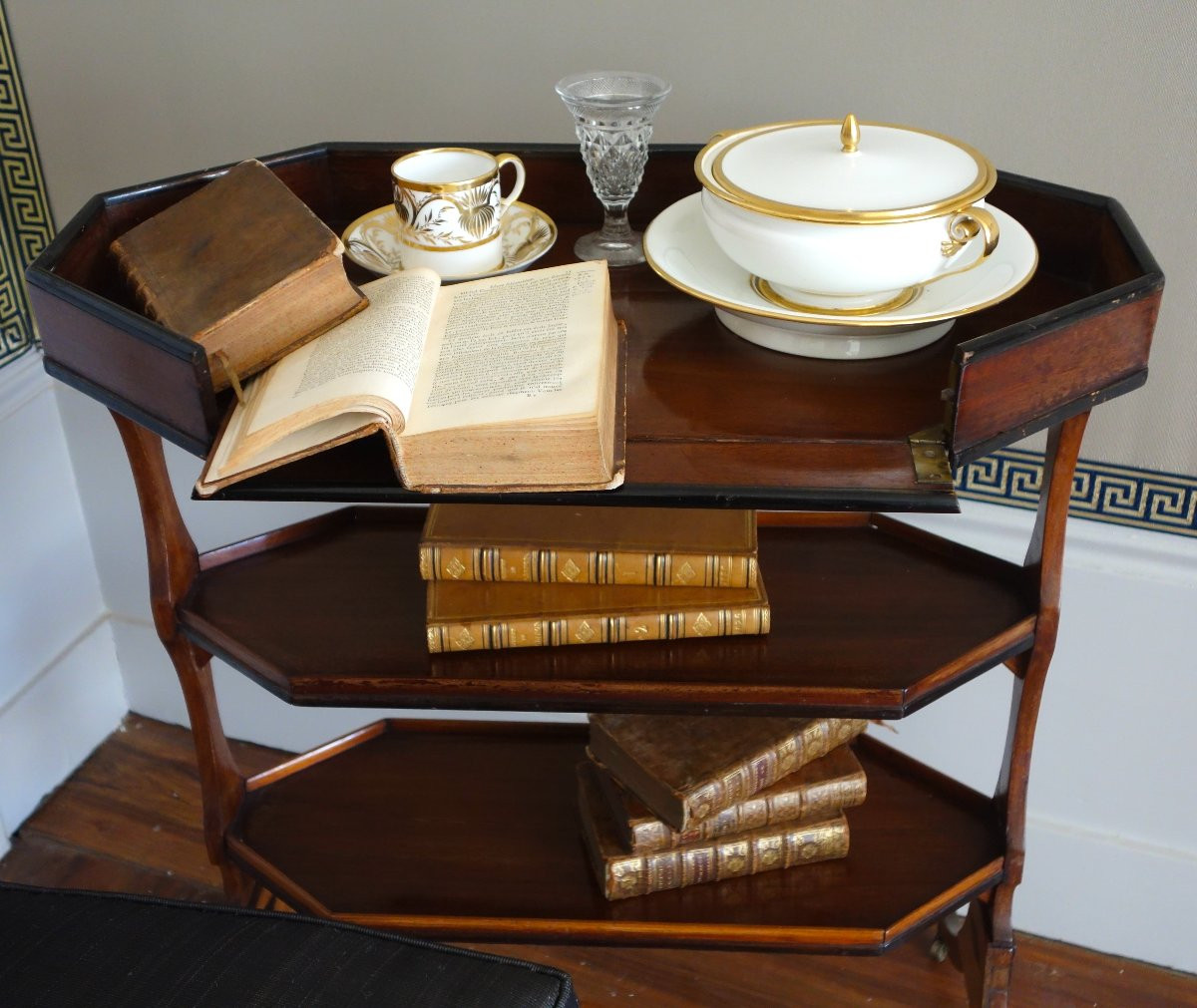 Table de salon tricoteuse 18e en acajou et ébène d'époque Directoire-photo-8