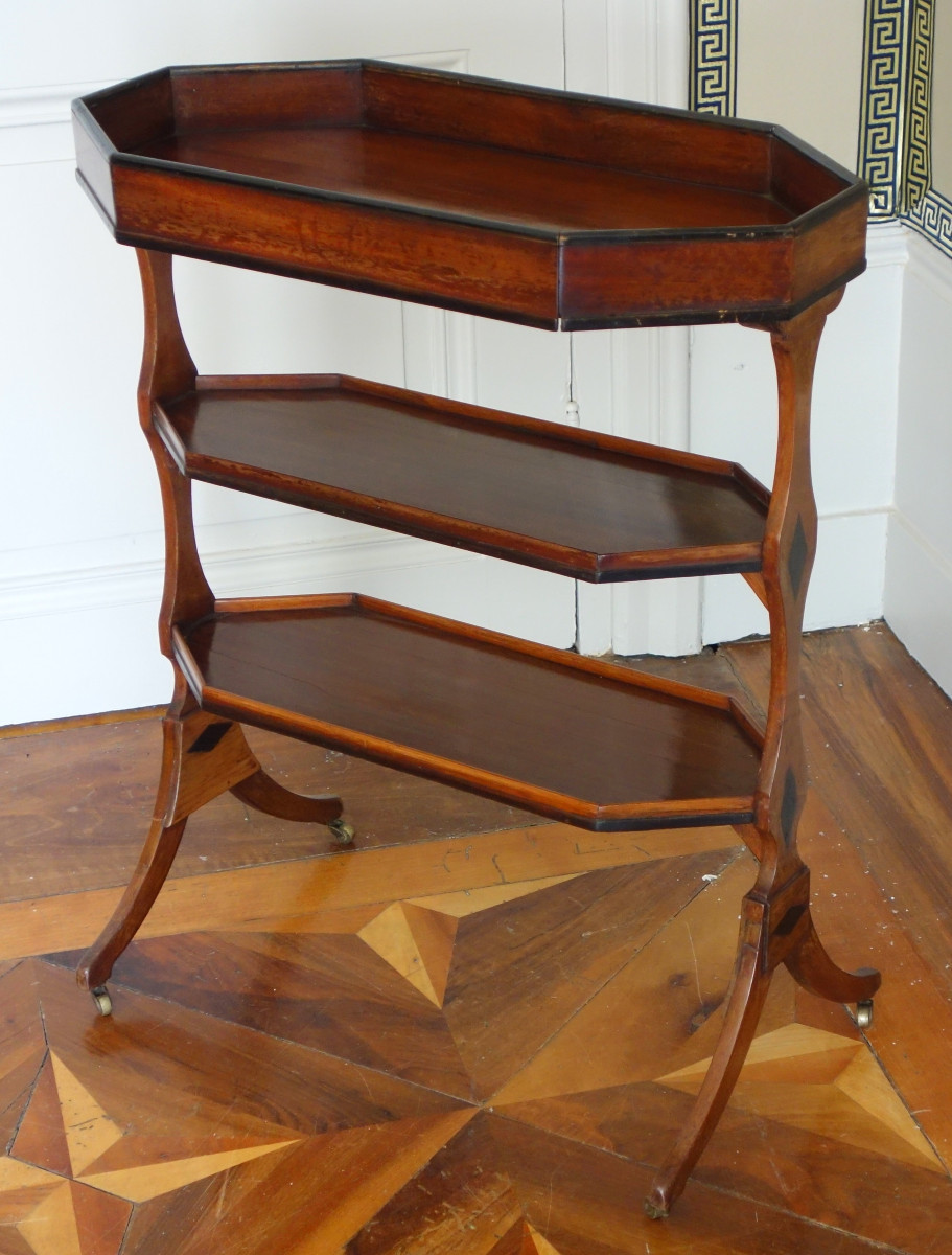 Table de salon tricoteuse 18e en acajou et ébène d'époque Directoire