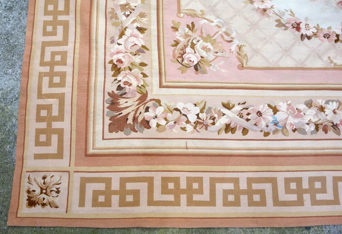 Grand tapis d'Aubusson de style Louis XVI, époque Napoléon III - 342cm x 250cm-photo-3