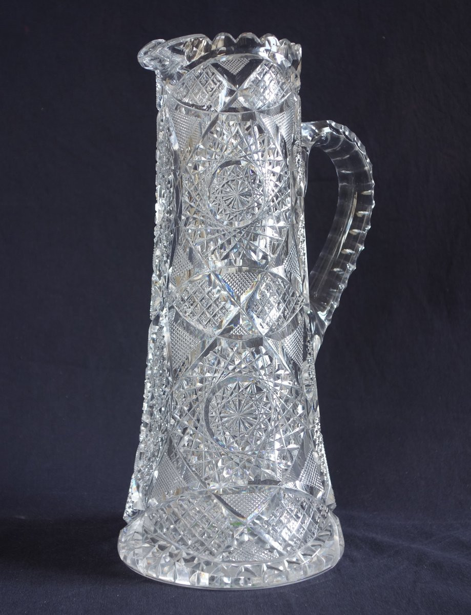 Canette, broc, carafe en cristal de Baccarat richement taillé vers 1900-photo-2