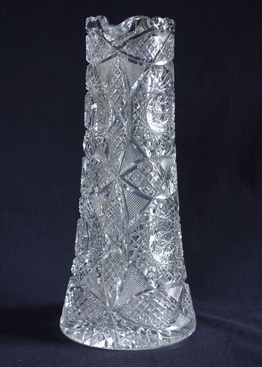 Canette, broc, carafe en cristal de Baccarat richement taillé vers 1900-photo-3