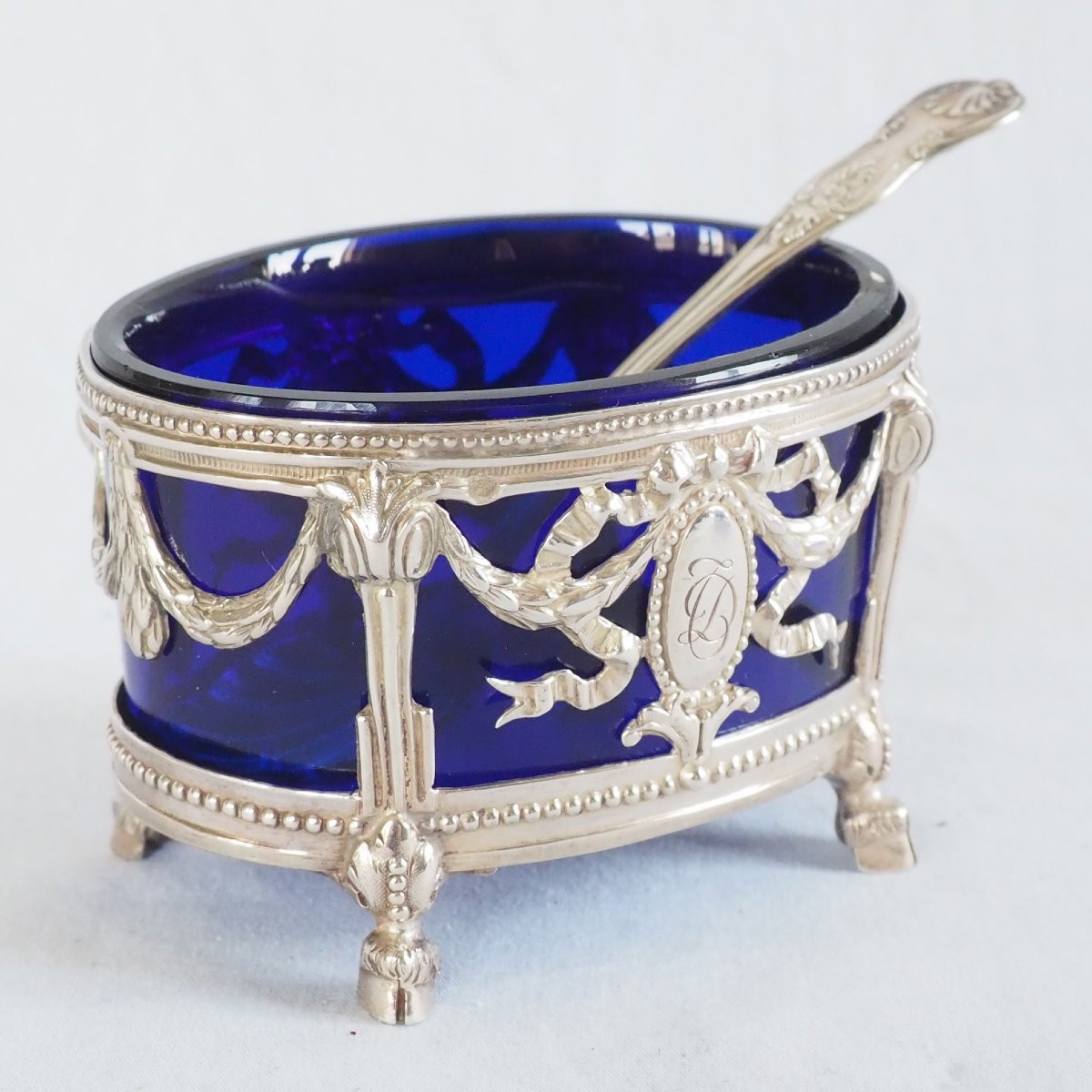 Pair Of Louis XVI Style Salerons In Solid Silver - Minerve Hallmark-photo-3