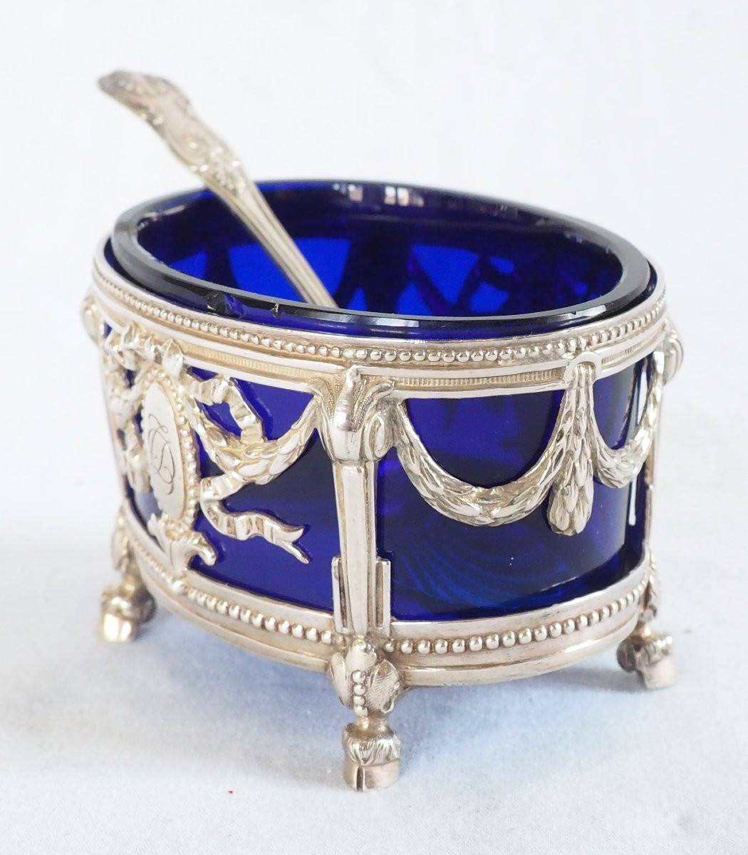 Pair Of Louis XVI Style Salerons In Solid Silver - Minerve Hallmark-photo-4