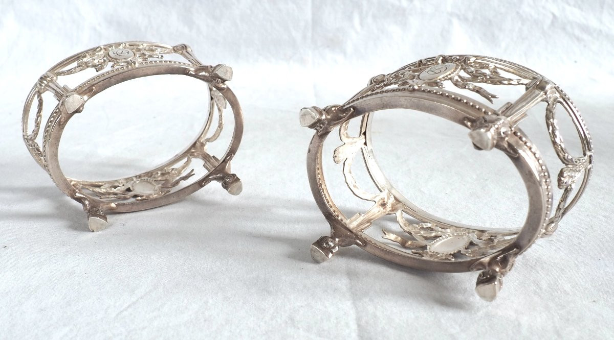 Pair Of Louis XVI Style Salerons In Solid Silver - Minerve Hallmark-photo-4