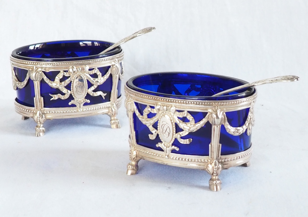 Pair Of Louis XVI Style Salerons In Solid Silver - Minerve Hallmark