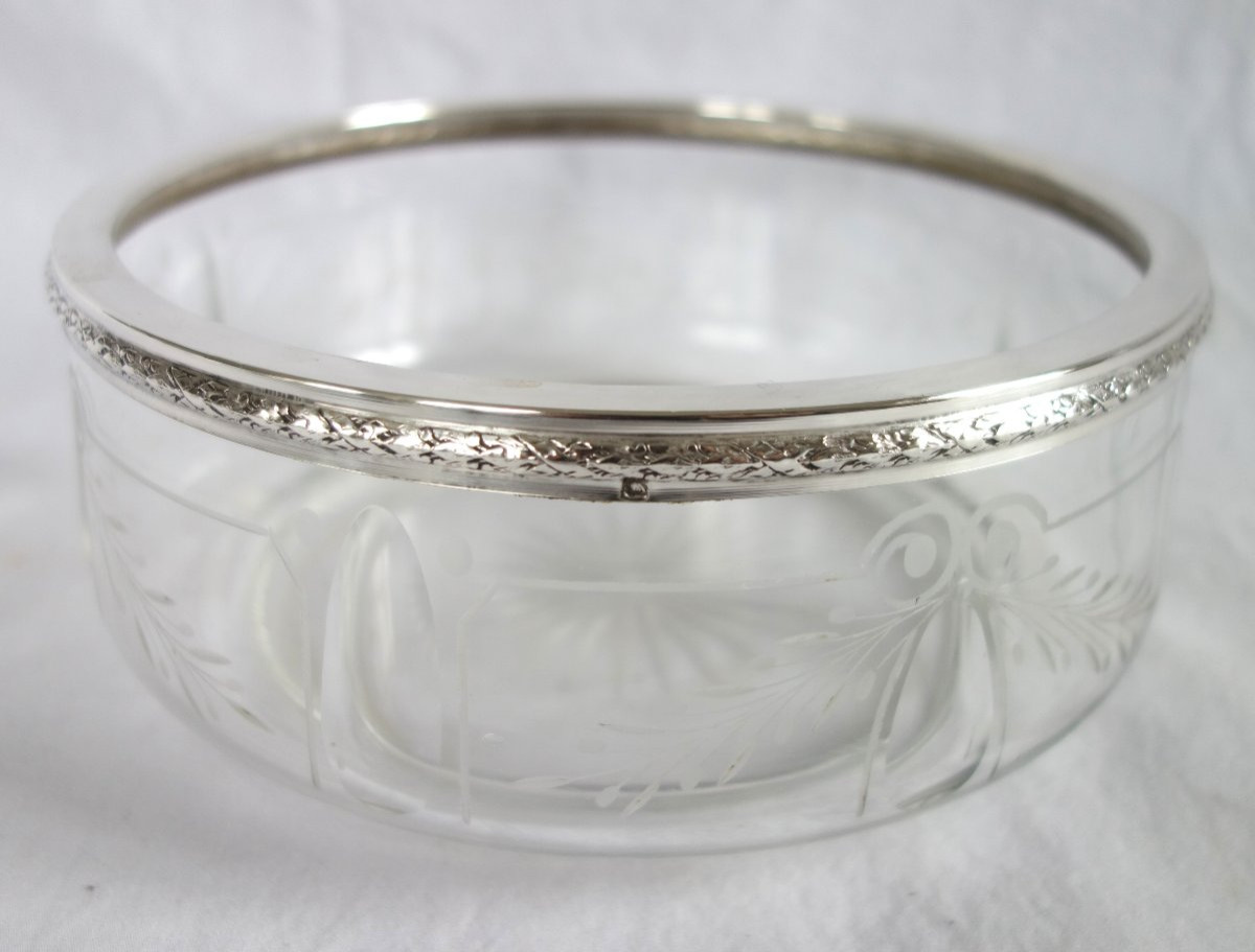 Baccarat Crystal And Sterling Silver Louis XVI Style Salad Bowl-photo-2